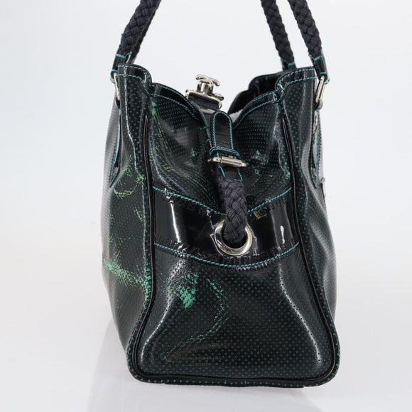 FENDI Etnico Tote Bag Enamel Black Silver Auth 152587