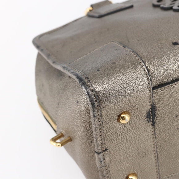 LOEWE Anagram Americana 28 Hand Bag Leather Gold Auth 152592