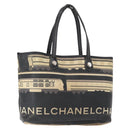 CHANEL Central Station Tote Bag PVC Canvas Black Silver CC Auth 152594-1