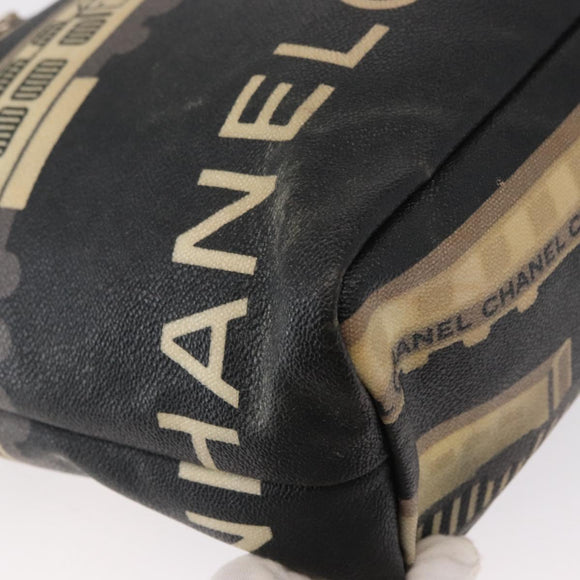 CHANEL Central Station Tote Bag PVC Canvas Black Silver CC Auth 152594