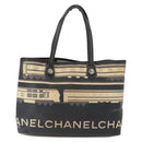CHANEL Central Station Tote Bag PVC Canvas Black Silver CC Auth 152594-2