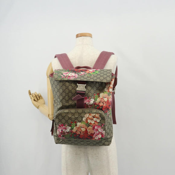 GUCCI GG Blooms Backpack PVC Beige Silver 405019 Auth 152607A