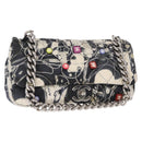 CHANEL Matelasse Chain Shoulder Bag Satin Black Silver CC Auth 152608A-1