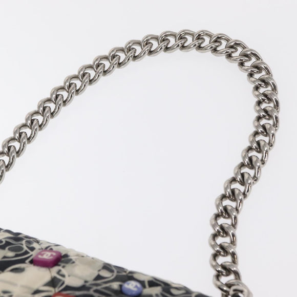 CHANEL Matelasse Chain Shoulder Bag Satin Black Silver CC Auth 152608A
