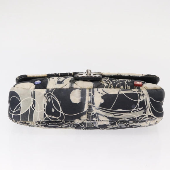 CHANEL Matelasse Chain Shoulder Bag Satin Black Silver CC Auth 152608A