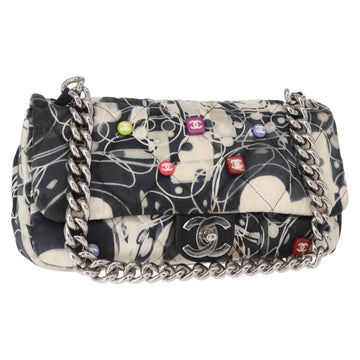 CHANEL Matelasse 25 Chain Shoulder Bag Satin Black Silver CC Auth 152608V