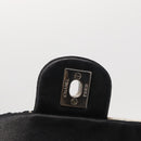 CHANEL Matelasse Chain Shoulder Bag Satin Black Silver CC Auth 152608A-9