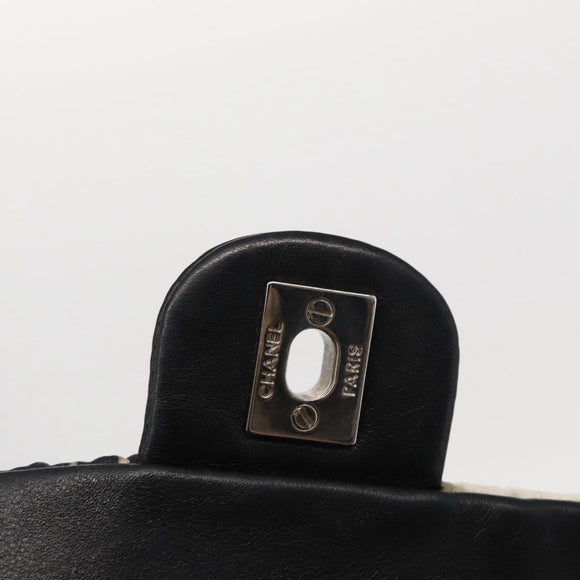 CHANEL Matelasse Chain Shoulder Bag Satin Black Silver CC Auth 152608A