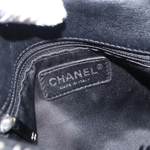 CHANEL Matelasse Chain Shoulder Bag Satin Black Silver CC Auth 152608A