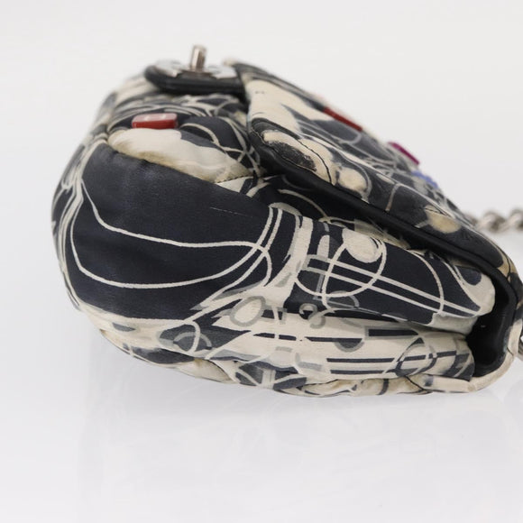 CHANEL Matelasse Chain Shoulder Bag Satin Black Silver CC Auth 152608A