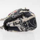 CHANEL Matelasse Chain Shoulder Bag Satin Black Silver CC Auth 152608A-5