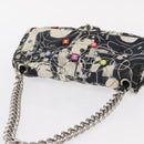 CHANEL Matelasse Chain Shoulder Bag Satin Black Silver CC Auth 152608A-7