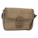 FENDI Zucchino Canvas Shoulder Bag Beige Auth 152611-1