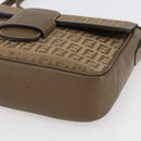 FENDI Zucchino Canvas Shoulder Bag Beige Auth 152611-10