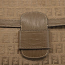FENDI Zucchino Canvas Shoulder Bag Beige Auth 152611-14