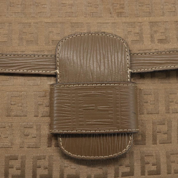 FENDI Zucchino Canvas Shoulder Bag Beige Auth 152611