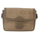 FENDI Zucchino Canvas Shoulder Bag Beige Auth 152611-2