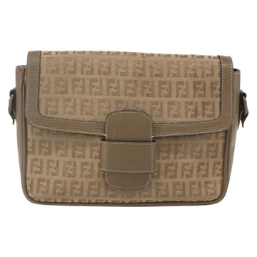 FENDI Zucchino Canvas Shoulder Bag Beige Auth 152611 - 0
