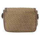 FENDI Zucchino Canvas Shoulder Bag Beige Auth 152611-3