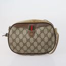GUCCI GG Canvas Shoulder Bag Leather 3 Set Beige Dark Brown Auth 152612-10