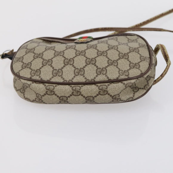 GUCCI GG Canvas Shoulder Bag Leather 3 Set Beige Dark Brown Auth 152612