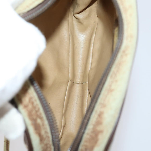 GUCCI GG Canvas Shoulder Bag Leather 3 Set Beige Dark Brown Auth 152612