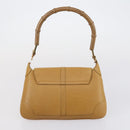 GUCCI GG Canvas Shoulder Bag Leather 3 Set Beige Dark Brown Auth 152612-19