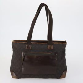 GUCCI GG Canvas Shoulder Bag Leather 3 Set Beige Dark Brown Auth 152612 - 0