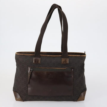 GUCCI GG Canvas Shoulder Bag Leather 3 Set Beige Dark Brown Auth 152612 - 0