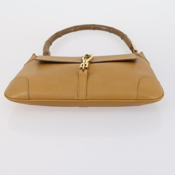 GUCCI GG Canvas Shoulder Bag Leather 3 Set Beige Dark Brown Auth 152612