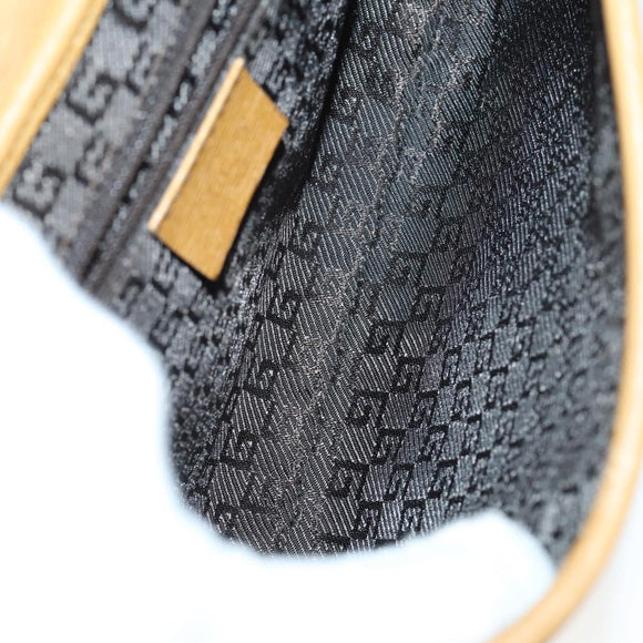 GUCCI GG Canvas Shoulder Bag Leather 3 Set Beige Dark Brown Auth 152612