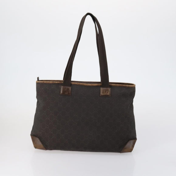 GUCCI GG Canvas Shoulder Bag Leather 3 Set Beige Dark Brown Auth 152612