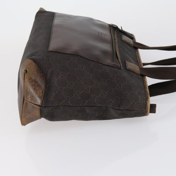 GUCCI GG Canvas Shoulder Bag Leather 3 Set Beige Dark Brown Auth 152612