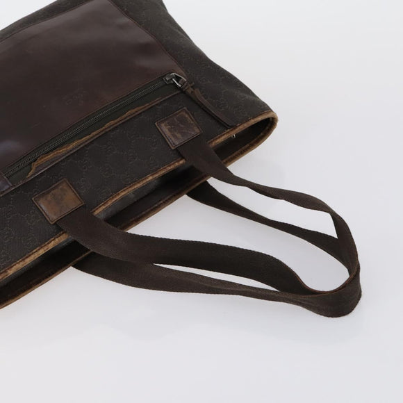 GUCCI GG Canvas Schoudertas Leer 3-delig Beige Donkerbruin Auth 152612