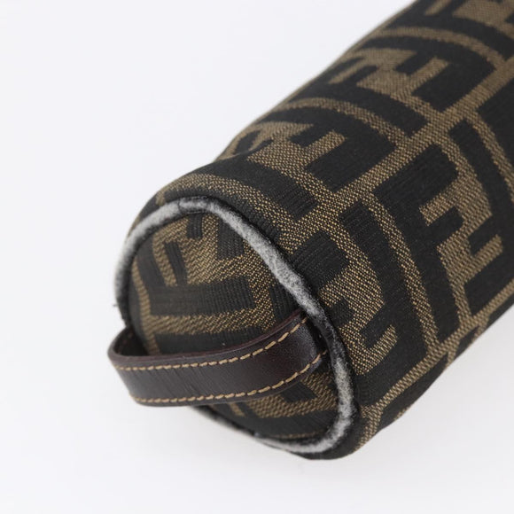 FENDI Zucca Canvas Pouch Black Brown Auth 152613
