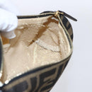 FENDI Zucca Canvas Pouch Black Brown Auth 152613-15