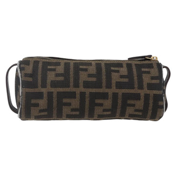FENDI Zucca Canvas Pouch Black Brown Auth 152613 - 0