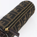 FENDI Zucca Canvas Pouch Black Brown Auth 152613-6