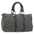 Christian Dior Trotter Canvas Mini Boston Bag Black Silver Auth 152631-1
