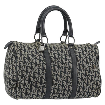 Christian Dior Trotter Canvas Mini Boston Bag Black Silver Auth 152631