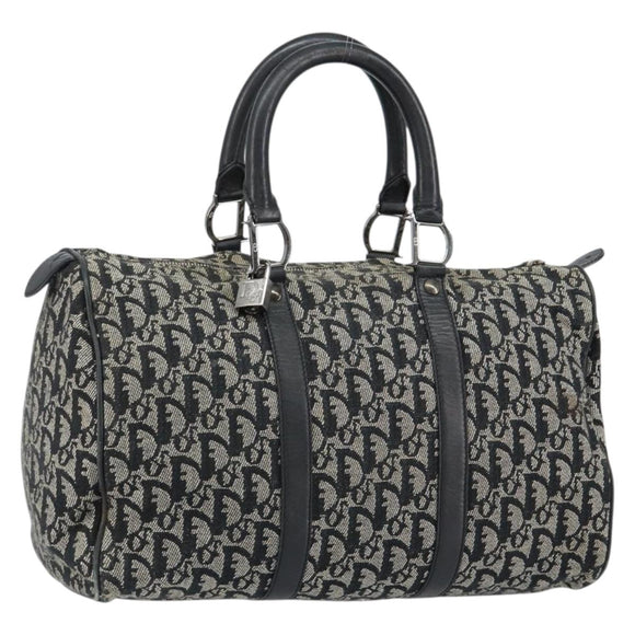 Christian Dior Trotter Canvas Mini Boston Bag Black Silver Auth 152631