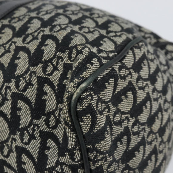 Christian Dior Trotter Canvas Mini Boston Bag Black Silver Auth 152631