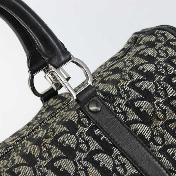 Christian Dior Trotter Canvas Mini Boston Bag Black Silver Auth 152631