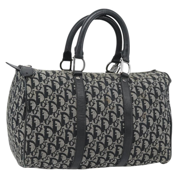 Christian Dior Trotter Canvas Mini Boston Tas Zwart Zilver Auth 152631