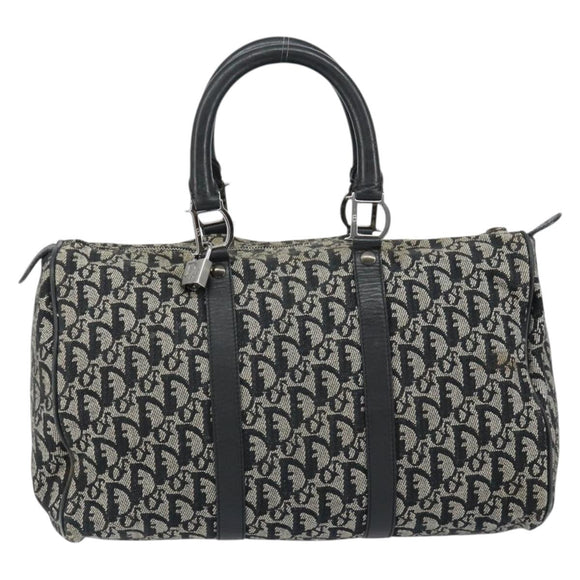 Christian Dior Trotter Canvas Mini Boston Bag Black Silver Auth 152631