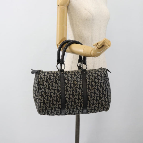 Christian Dior Trotter Canvas Mini Boston Tas Zwart Zilver Auth 152631