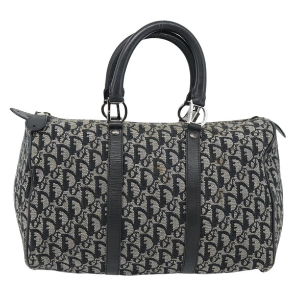 Christian Dior Trotter Canvas Mini Boston Tas Zwart Zilver Auth 152631