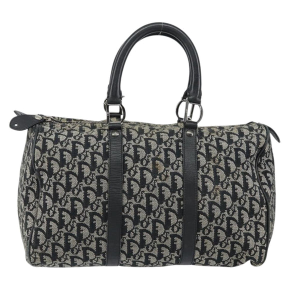 Christian Dior Trotter Canvas Mini Boston Bag Black Silver Auth 152631