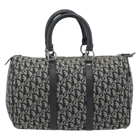 Christian Dior Trotter Canvas Mini Boston Tas Zwart Zilver Auth 152631