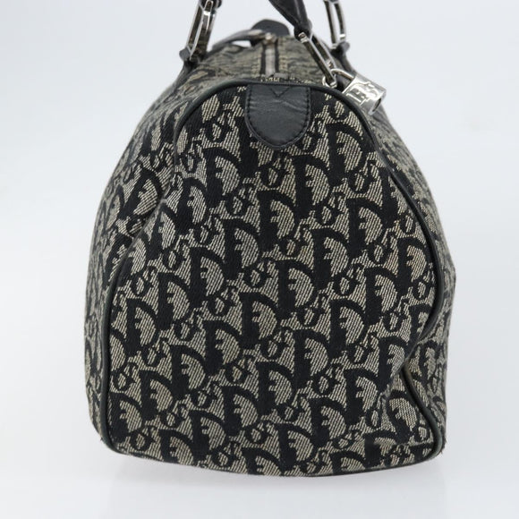 Christian Dior Trotter Canvas Mini Boston Bag Black Silver Auth 152631